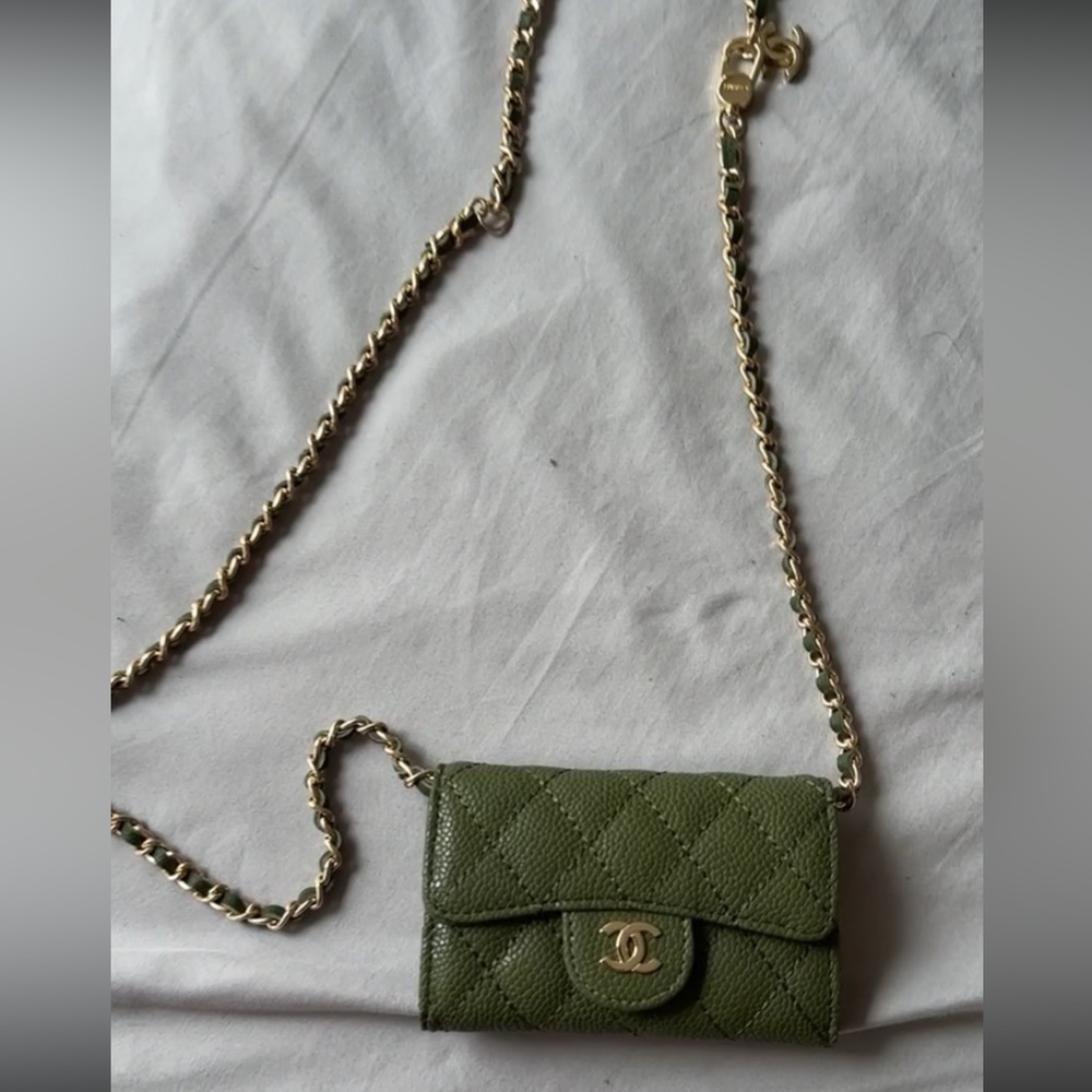 Olive Green Quilted Leather Crossbody Bag
